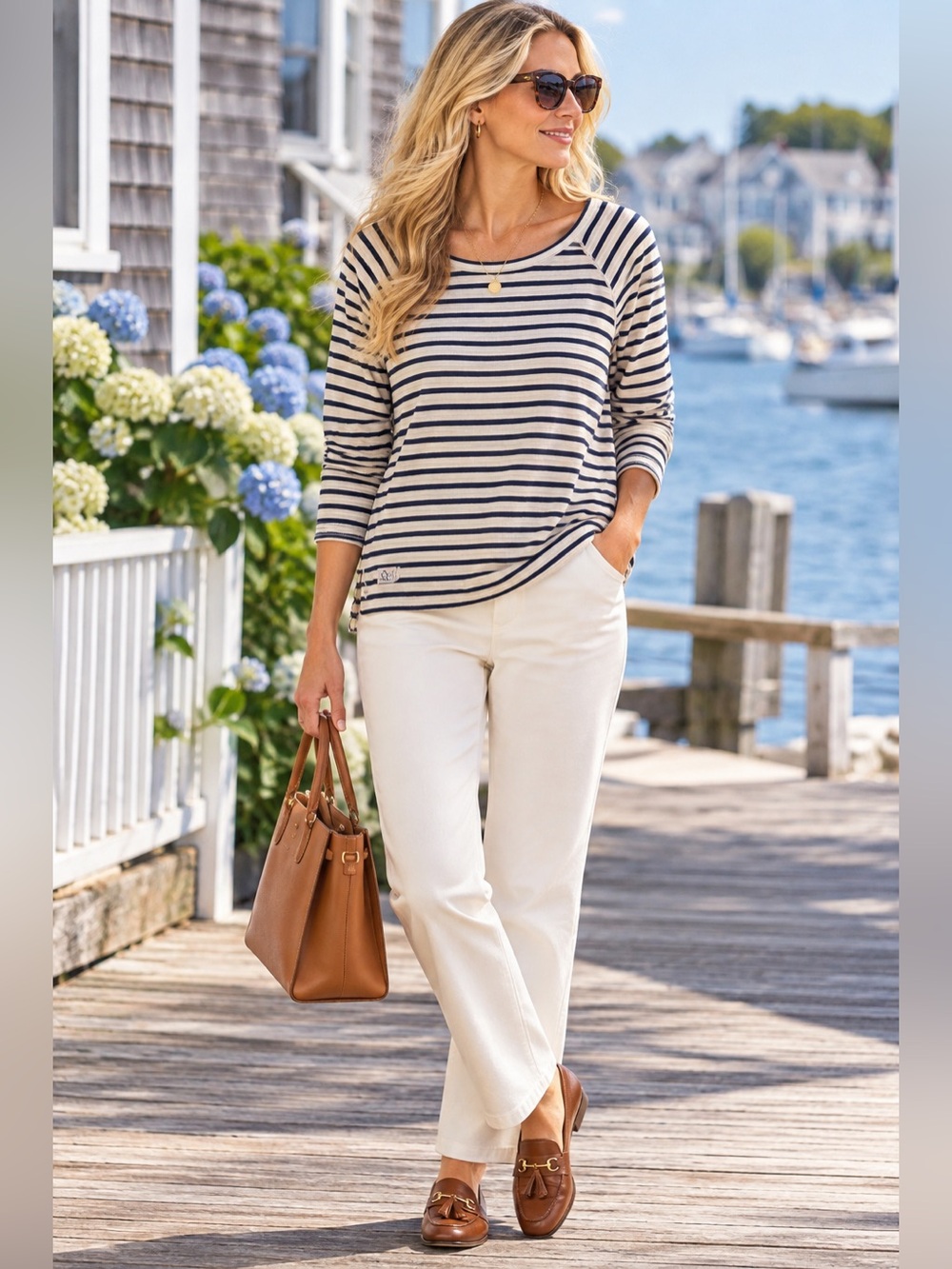 Lauren Ralph Lauren LRL Jeans Co Large Navy Ivory Striped Nautical Top